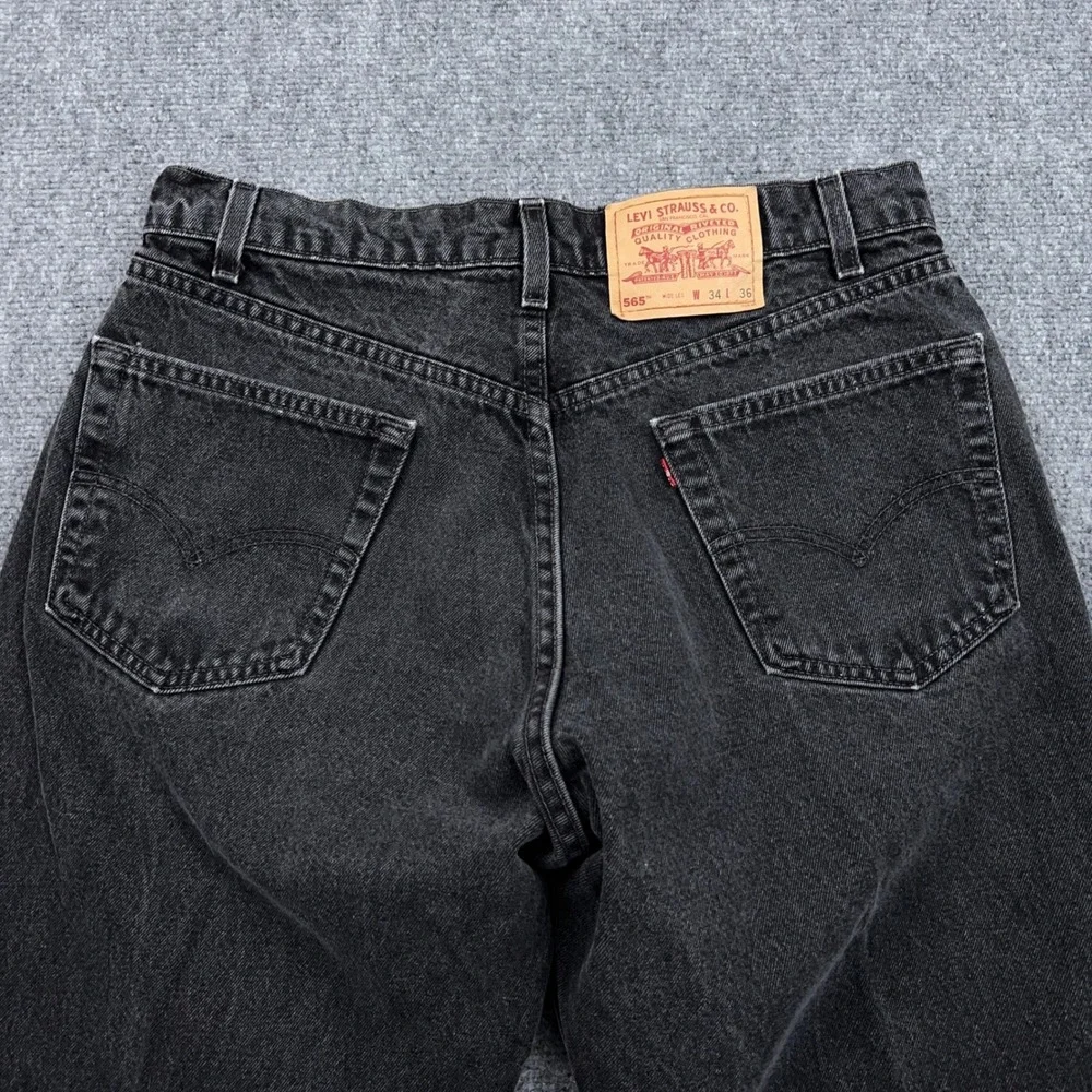 Vintage‎ Levi's 565 Wide Leg Jeans Mens 34x36 FITS 32x35 Black Loose Denim Y2K